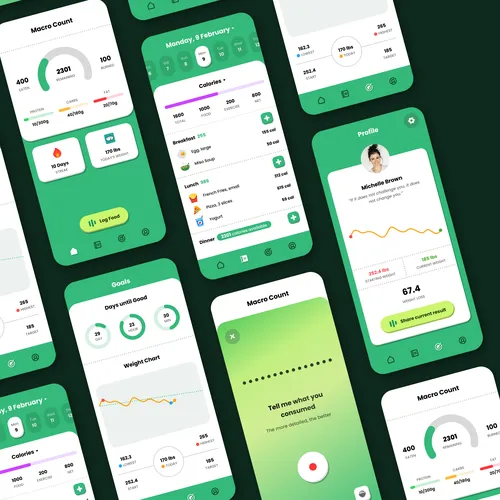 Nutrition planning dashboard with macro progress bars, daily meal schedule cards, and adherence tracking